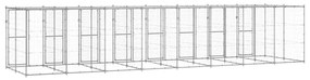 Κλουβί Σκύλου Εξ. Χώρου με Στέγαστρο 19,36 μ² Γαλβ. Χάλυβας - Ασήμι