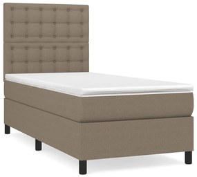 vidaXL Κρεβάτι Boxspring με Στρώμα Taupe 90x190 εκ.Υφασμάτινο