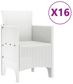 vidaXL 17 Τεμαχίων Σετ Τραπεζαρίας Κήπου Λευκό Συνθετικό Ρατάν