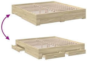 vidaXL Πλαίσιο Κρεβατιού με συρτάρια Sonoma Δρυς 200x200εκ. Επεξ. Ξύλο
