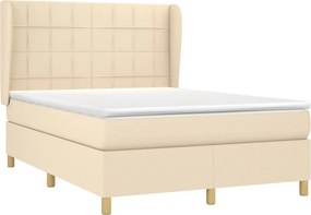 vidaXL Κρεβάτι Boxspring με Στρώμα Κρεμ 140x200 εκ. Υφασμάτινο