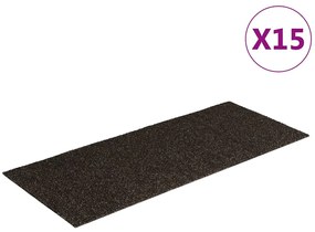 vidaXL Πατάκια Σκαλιών Αυτοκόλλητα 15 τεμ. Ορθογώνια Σκούρο Καφέ 60x25 εκ.