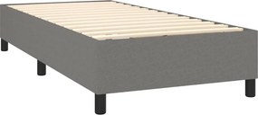 vidaXL Κρεβάτι Boxspring με Στρώμα &amp; LED Σκ.Γκρι 90x190 εκ. Υφασμάτινο