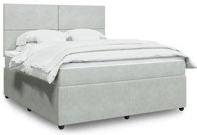 vidaXL Κρεβάτι Boxspring με Στρώμα Ανοιχτό Γκρι 180x200 εκ. Βελούδινο