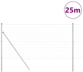 vidaXL Φράχτης με Στήλες. Ασημί 1.2 x 25 m Ατσάλι