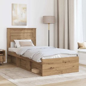 vidaXL Σκελετός Κρεβατιού Δρυς Artisan 100 x 200 cm Επεξεργασμένο Ξύλο