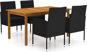 vidaXL Σετ Τραπεζαρίας Κήπου 5 Τεμαχίων Μαύρο