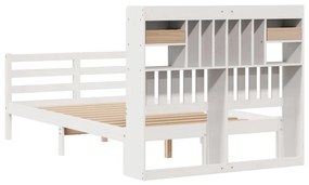 Κρεβάτι Βιβλιοθήκη Χωρίς Στρώμα 120x190 εκ Μασίφ Ξύλο Πεύκου - Λευκό