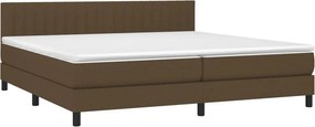 vidaXL Κρεβάτι Boxspring με Στρώμα Σκούρο Καφέ 200x200 εκ. Υφασμάτινο
