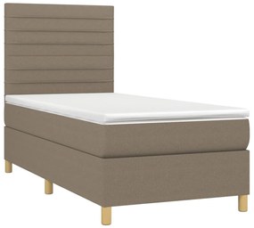 vidaXL Κρεβάτι Boxspring με Στρώμα &amp; LED Taupe 90x190 εκ. Υφασμάτινο