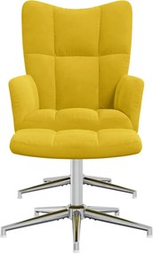 vidaXL Πολυθρόνα Relax Κίτρινη Μουσταρδί Βελούδινη με Σκαμπό