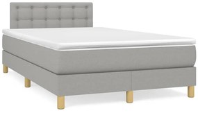 vidaXL Κρεβάτι Boxspring με Στρώμα Ανοιχτό Γκρι 120x190 εκ. Υφασμάτινο