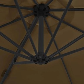 Ομπρέλα Κρεμαστή Χρώμα Taupe 300 εκ. με Ατσάλινο Ιστό - Μπεζ-Γκρι