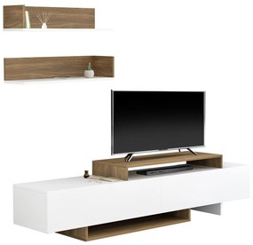 TV FURNITURE SET EDUARDO  MELAMINE IN WHITE-NATURAL 180x29,5x45Hcm.