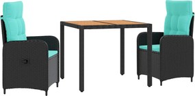 vidaXL Σετ Εξωτερικής Τραπέζης 3 τμχ. Black and Turquoise
