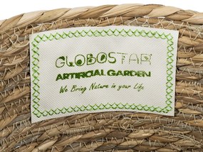 GloboStar® Artificial Garden TINOS 20290 Διακοσμητικό Πλεκτό Καλάθι - Κασπώ Γλάστρα - Flower Pot Μπεζ Φ25cm x Υ20cm