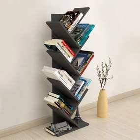 Βιβλιοθήκη Milton Megapap χρώμα ανθρακί 44x22x121εκ.