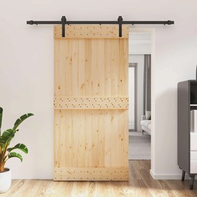 vidaXL Συρόμενη Πόρτα Φυσικό και Μαύρο 100 x 210 cm