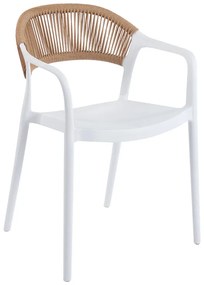 Πολυθρόνα Ankara pakoworld στοιβαζόμενη pp-pe rattan σε λευκή-φυσική απόχρωση 54x55.5x77εκ