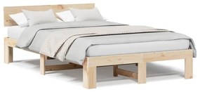 vidaXL Κρεβάτι  με κεφαλάρι 135x190 εκ. μασίφ ξύλο πεύκου