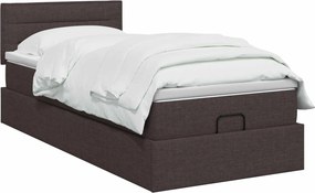 vidaXL Κρεβάτι Ottoman με στρώμα Σκούρο Καφέ 90 x 200 cm Ύφασμα