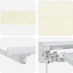 vidaXL Χειροκίνητη Ανακλινόμενη Σκίαση Κρεμ 5 x 3 m