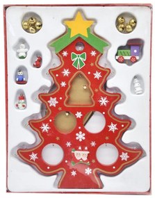 Χριστουγεννιάτικο ξύλινο διακοσμητικό δέντρο με στολίδια και φωτισμό 28CM - Christmas wood tree-290024-190807