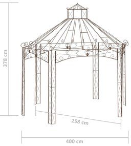 vidaXL Κιόσκι Κήπου Αντικέ Καφέ 400 x 258 x 378 εκ. Σιδερένιο