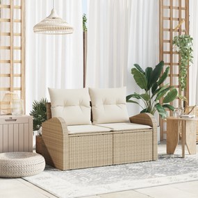 vidaXL Καναπές Κήπου με μαξιλάρι Μπεζ 124 x 62 x 69cm συνθετικό ρατάν
