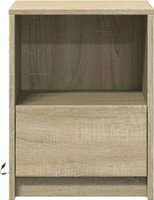 vidaXL Κομοδίνο με Φώτα LED Sonoma Δρυς Επεξεργασμένο Ξύλο
