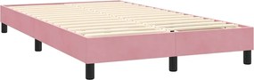 vidaXL Κρεβάτι Boxspring με Στρώμα &amp; LED ροζ 120x220 cm Βελούδινο