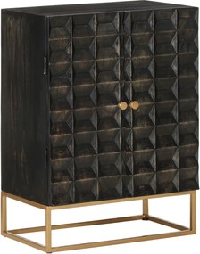 vidaXL Ντουλάπι Μαύρο 55x34x75 εκ. από Μασίφ Ξύλο Μάνγκο και Σίδηρο