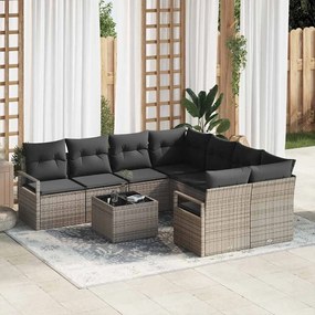 vidaXL Σετ Καναπέ με μαξιλάρι 9 pcs Γκρι συνθετικό ρατάν