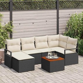 vidaXL Σετ Καναπέ Κήπου με μαξιλάρι 7 pcs Μαύρο Πολυ ράταν