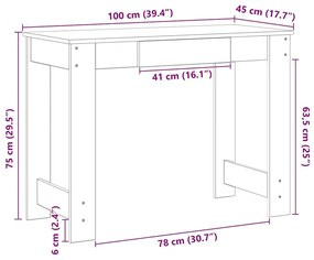 Γραφείο Γκρι του Σκυροδέματος 100x45x75 εκ. από Μοριοσανίδα - Γκρι