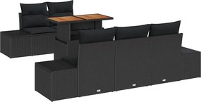 vidaXL Σετ Καναπέ Κήπου με αποθήκευση 6 pcs Μαύρο Πολυ ράταν