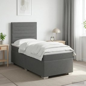vidaXL Κρεβάτι box spring με στρώμα Σκούρο Γκρι 100 x 200 cm Ύφασμα