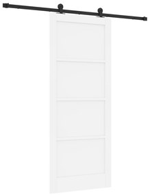 vidaXL Συρόμενη Πόρτα με Σετ Εξαρτημάτων Λευκή 86x211 εκ Συμπαγές Ξύλο Πεύκης