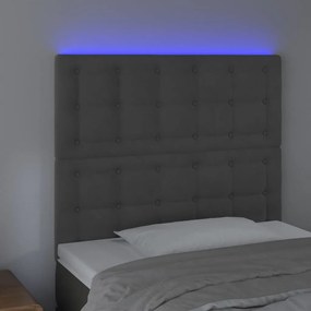 Κεφαλάρι Κρεβατιού LED Σκούρο Γκρι 80x5x118/128 εκ. Βελούδινο - Γκρι