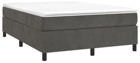 Κρεβάτι Boxspring με Στρώμα Σκούρο Γκρι 140x190 εκ. Βελούδινο - Γκρι