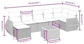 vidaXL Σαλόνι Κήπου Σετ 8 Τεμαχίων Γκρι Συνθετικό Ρατάν με Μαξιλάρια