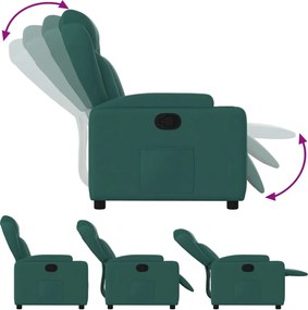 vidaXL Πολυθρόνα Ανακλινόμενη Σκούρο Πράσινο Υφασμάτινη