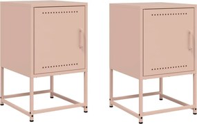 vidaXL Κομοδίνα 2 τεμ. Ροζ 36x39x60,5 εκ. από Χάλυβα