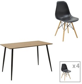 Σετ Τραπεζαρίας Cuba - Julita 5 τεμ Mdf σε Sonoma - Μαύρο - Φυσικό 120x70x76εκ. 120x70x76 εκ.