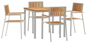 vidaXL Σετ Εξωτερικής Τραπέζης 5 pcs Καφέ Στερεό Ξύλο Τίκ