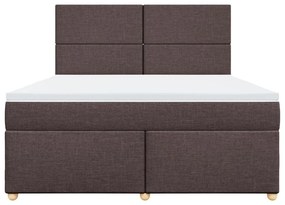 Κρεβάτι Boxspring με Στρώμα Σκούρο Καφέ 180x200 εκ Υφασμάτινο - Καφέ