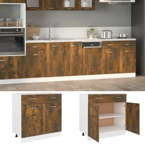 vidaXL Έπιπλο Με Συρτάρι Lyon Καπνιστή Δρυς 80x46x81,5εκ.