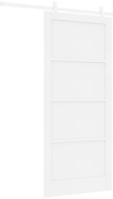 vidaXL Συρόμενη πόρτα με Σετ Αξεσουάρ Λευκή 93x211 εκ. Συμπαγές Ξύλο Πεύκο
