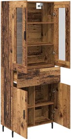 vidaXL Highboard με συρτάρι 2 pcs Παλιό Ξύλο Επεξεργασμένο ξύλο