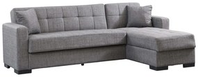 328-000006 Γωνιακός καναπές-κρεβάτι με αποθηκευτικό χώρο Kansos pakoworld ανθρακί ύφασμα 235x150x80εκ FABRIC - WOOD DARK GREY, 1 Τεμάχιο